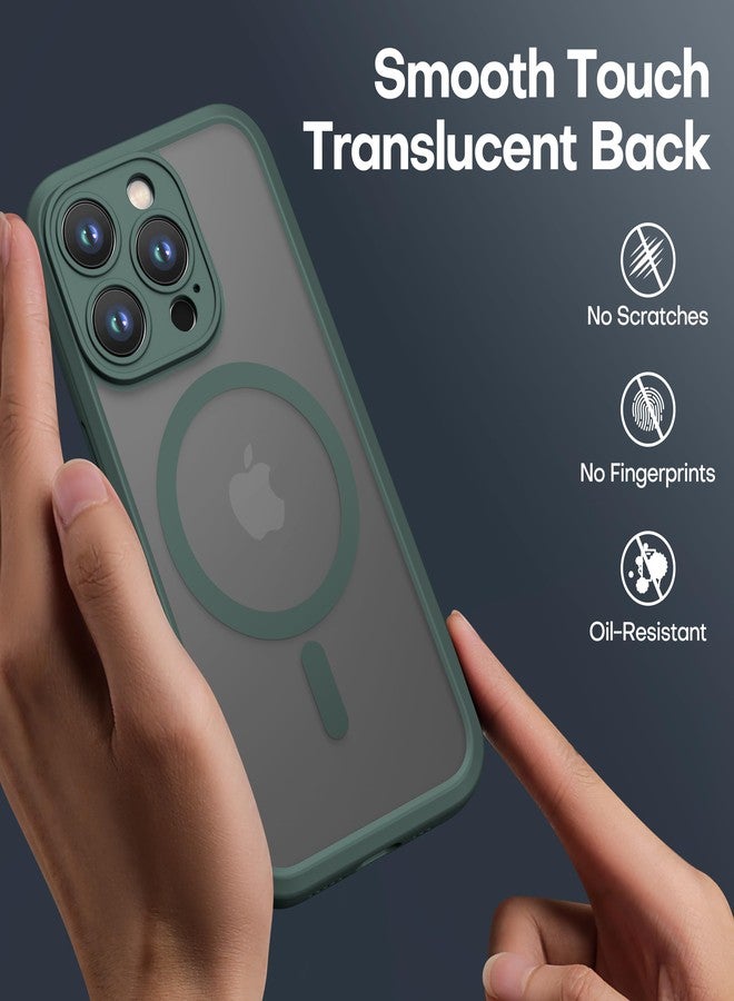 ImpactStrong Magnetic Guard Designed for iPhone 15 Pro Case [Camera Cover] [Military Grade Drop Tested] [Compatible with MagSafe] Slim Translucent Matte Phone Case (6.1") - Dark Green - Image 5