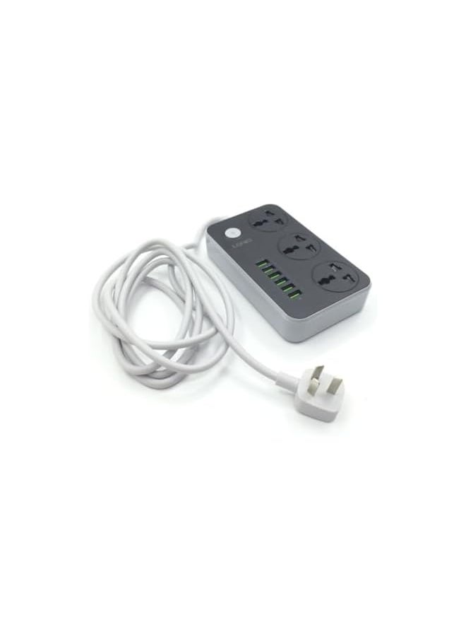 PROMASS Heavy-Duty 3-Outlet Power Strip with 6 USB Ports, 3250W Surge Protection, 2M Flame Retardant Extension Cord, Smart Fast Charging, Multi-Plug, Safety Shutter, Universal Compatibility for Home & Office  - Image 3