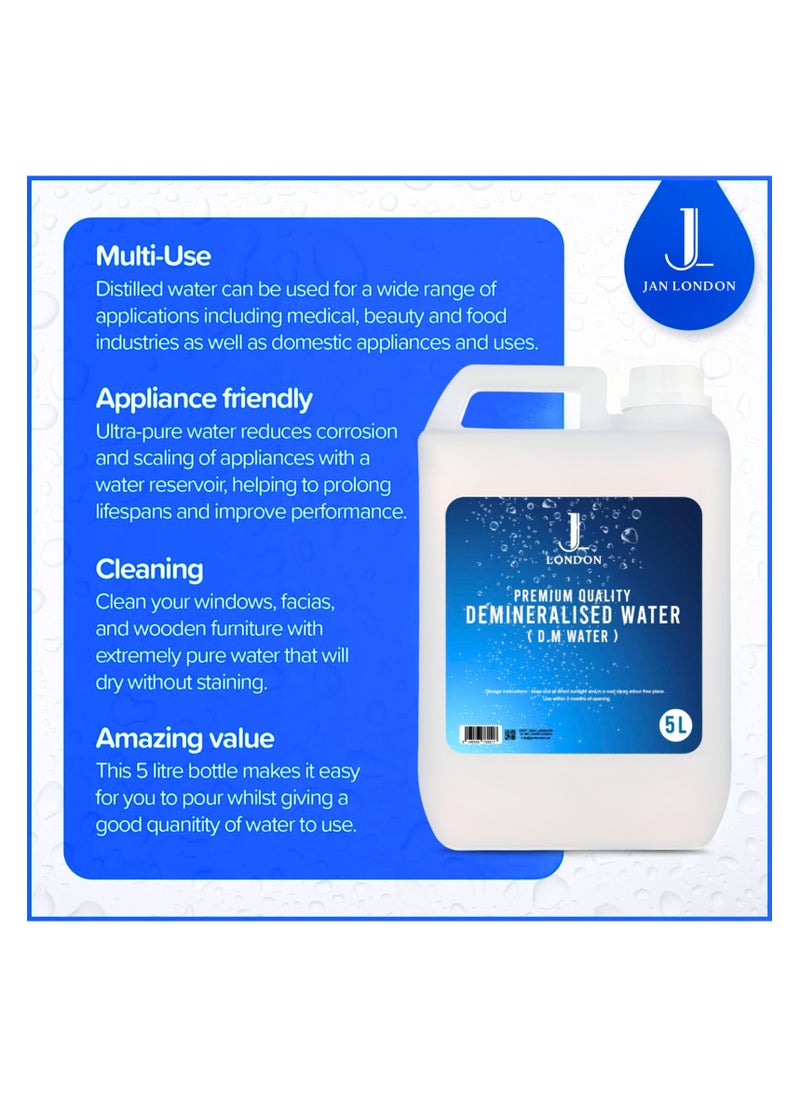 JAN LONDON Jan London Ultra Pure Distilled Water: Premium Quality Base for Toners, Facial Sprays, Serums, Face Masks, Hair Care Products, Makeup Removers, and DIY Cosmetic Recipes 5000ml  - Image 2