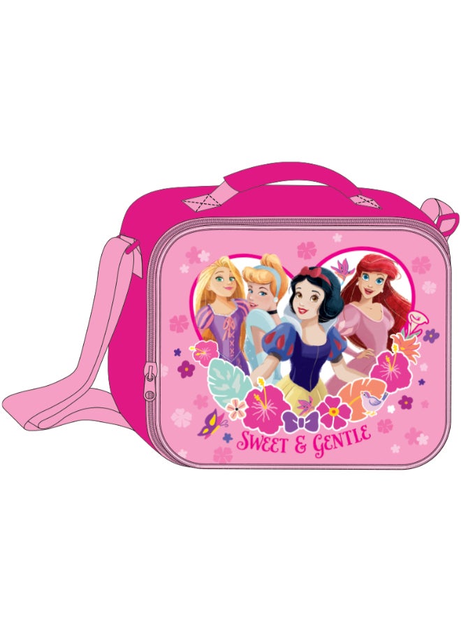 حقيبة أميرة في حقيبة بعجلات بوصة مع صندوق غداء، حقيبة غداء، زجاجة مياه وحافظة أقلام