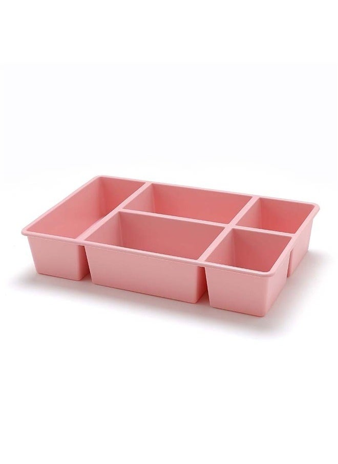yongsheng Drawer Organizing Multi-Grid Box Pink 24x38x7cm，Makeup Organizer,Lipstick,Nail Polish,Mask And Beauty Tools-Pink  - Image 1