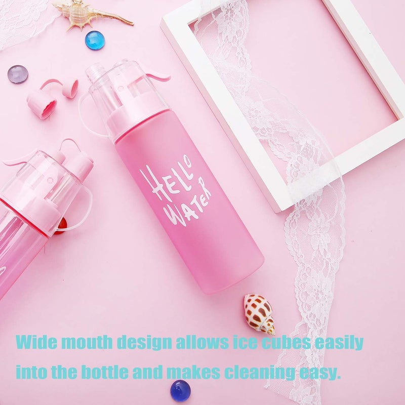 Emopeak 580ML Misting Water Bottle, 20OZ Sports Water Bottle with Spray Mist for Outdoor Hydration, BPA-Free Mist Water Bottle (Pink Frosted, 580ml/20oz) - Image 4