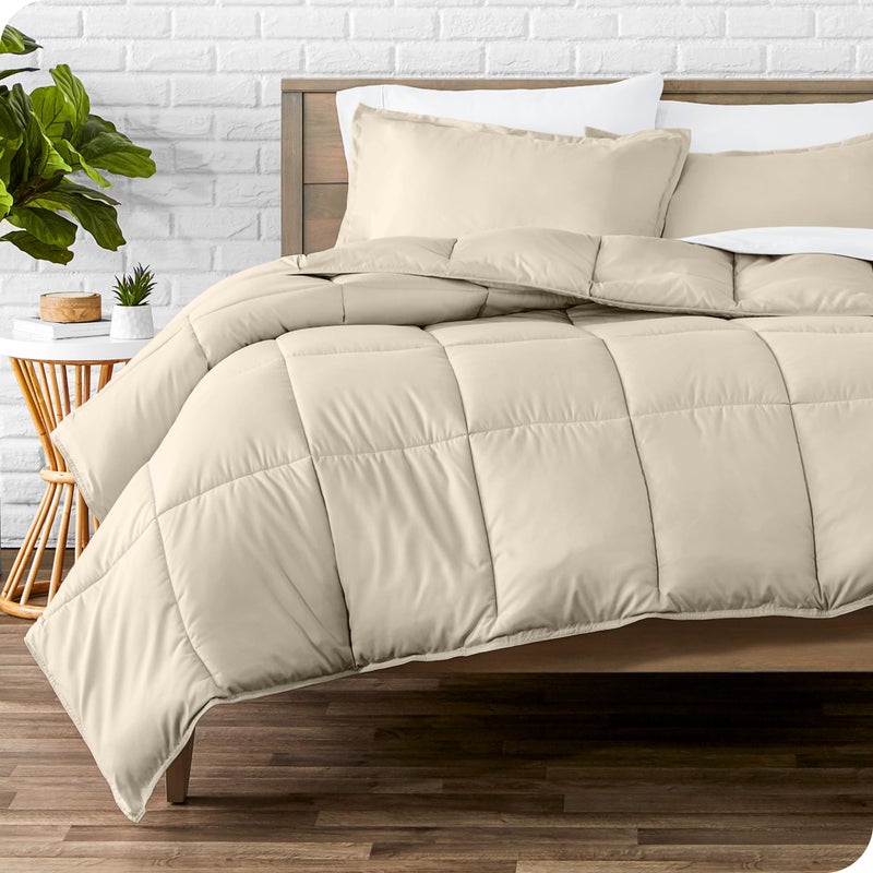 Bare Home Comforter Set  TwinTwin Extra Long Size  UltraSoft  Goose Down Alternative  Premium 1800 Series  All Season Warmth Sand