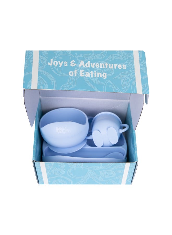 بابيز_بيسك مجموعة تغذية من السيليكون بـ 6 قطع، تحتوي على طبق شفط ووعاء شفط وأدوات قطع الطعام بطرف سيليكون وملابس واقية وكوب للشرب متعدد الاستخدامات مع حقيبة سفر. - Image 2