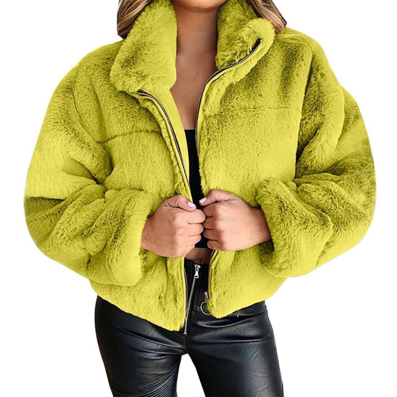 Coat Faux Fur Zipper Plush Ladies Jacket Nordic Warm Top - Image 5