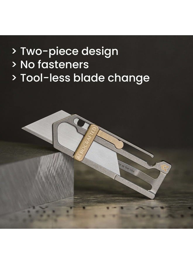 Aerocrafted Sideslip Utility Knife - Everyday Carry, Heavy Duty Retractable, Sharp Razor Blade Made in the USA (Titanium/Bronze, Right-handed) - Image 5