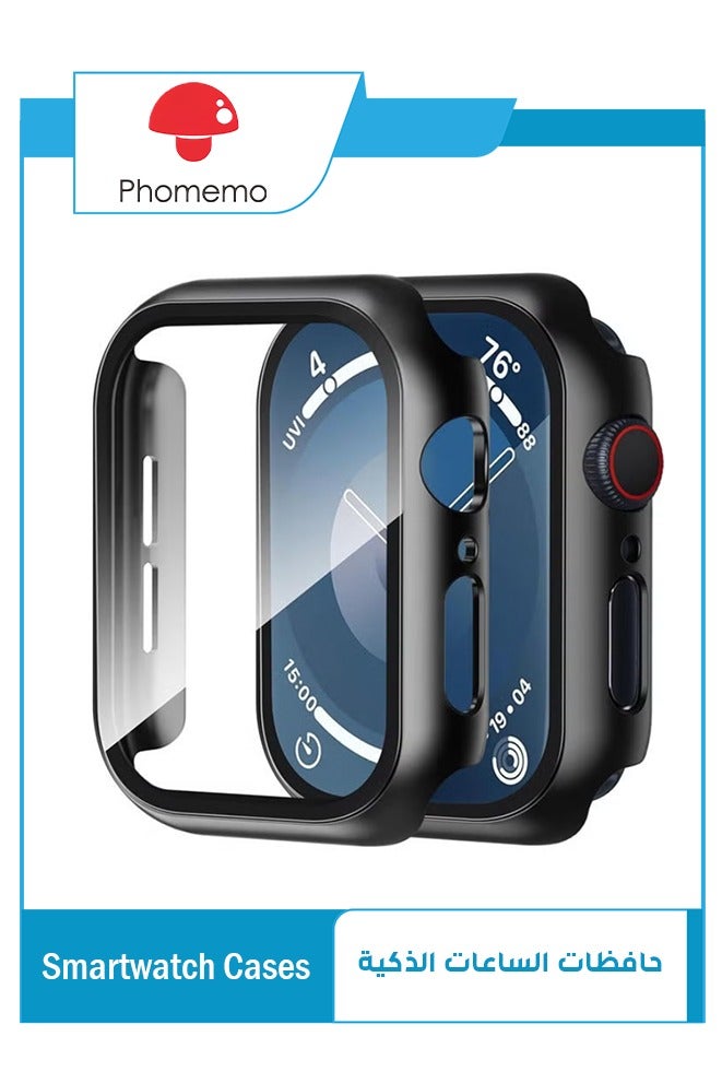 فوميمو حافظة ساعة آبل سيريز 10 مع واقي شاشة من الزجاج المقوى حماية كاملة من مادة البولي كربونات الصلبة غطاء حساس للمس بشاشة عالية الدقة (42 ملم، أسود) - Image 1