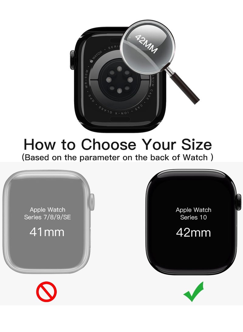 فوميمو حافظة ساعة آبل سيريز 10 مع واقي شاشة من الزجاج المقوى حماية كاملة من مادة البولي كربونات الصلبة غطاء حساس للمس بشاشة عالية الدقة (42 ملم، أسود) - Image 2