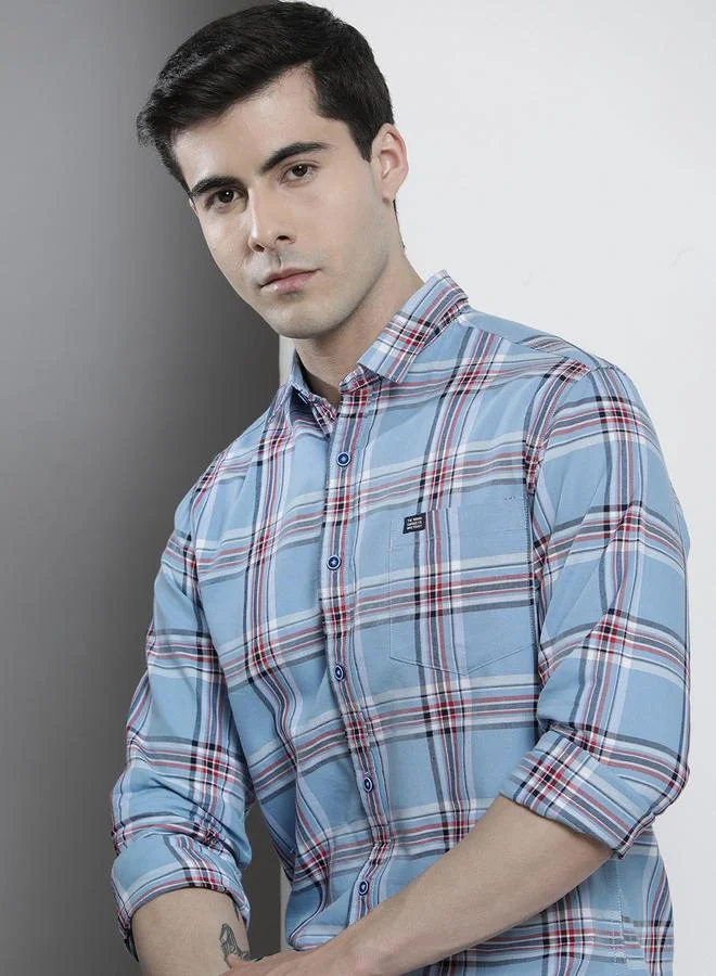 The Indian Garage Co Men Blue Checked Regular Fit Shirt