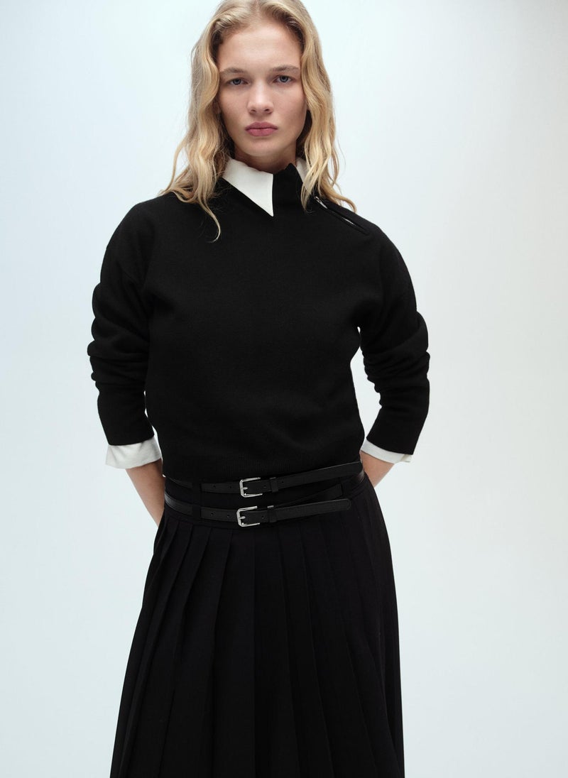 MANGO Perkins-Neck Zip Sweater  - Image 1