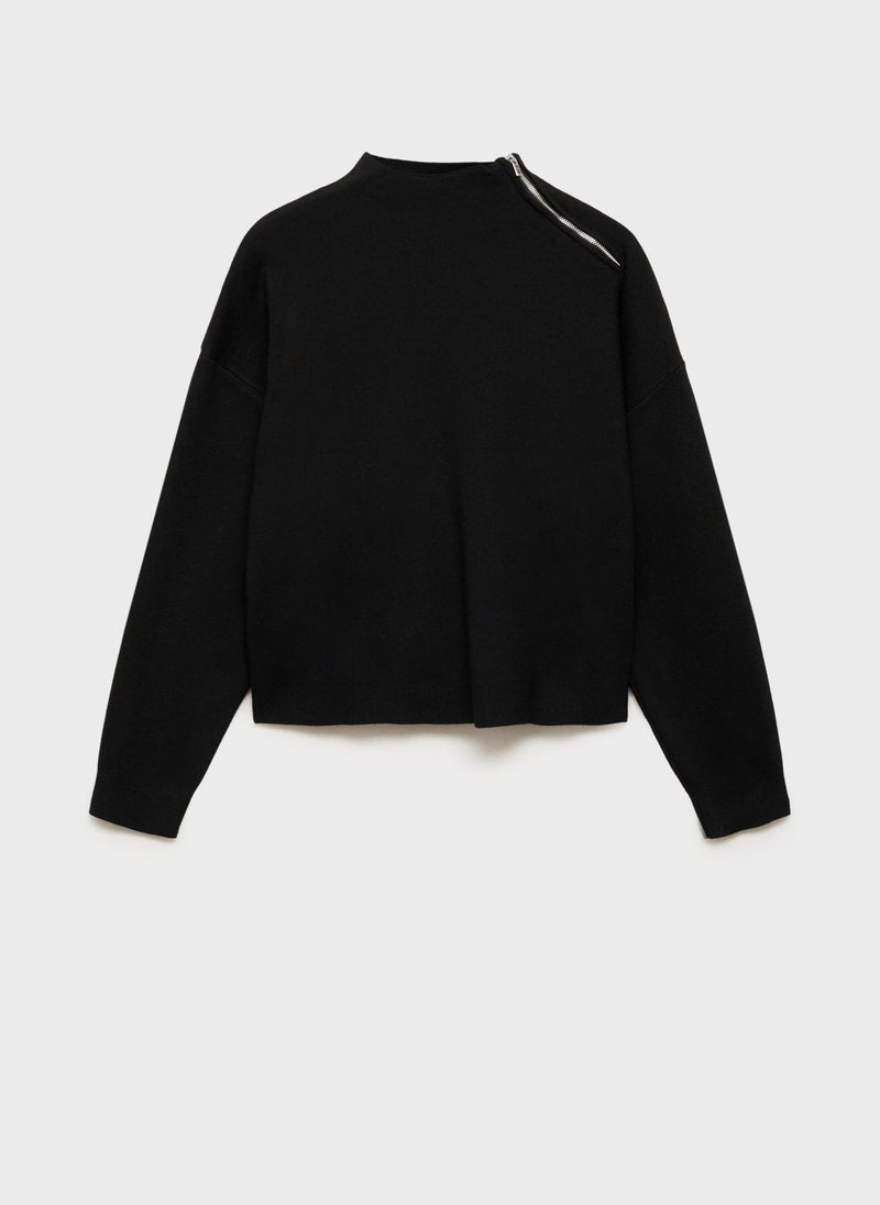 MANGO Perkins-Neck Zip Sweater  - Image 5