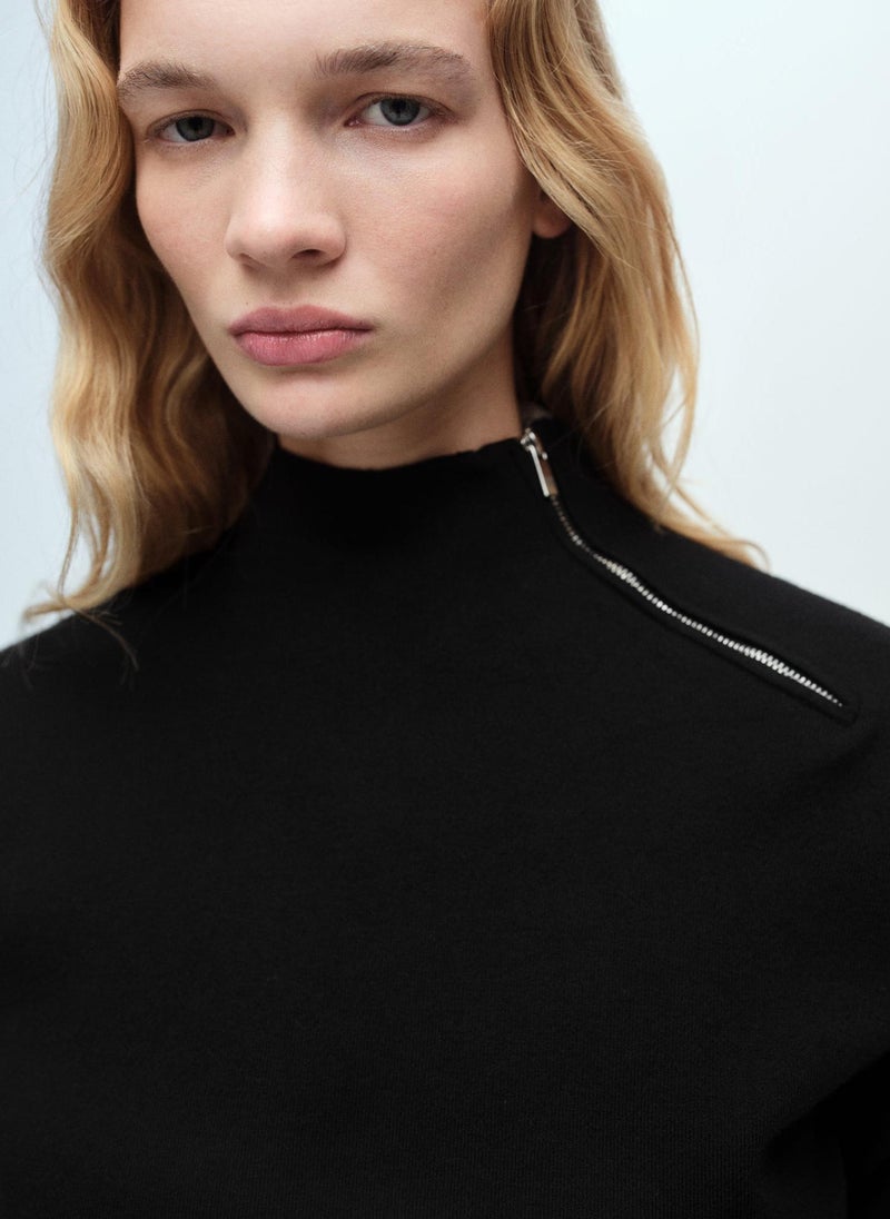 MANGO Perkins-Neck Zip Sweater  - Image 3
