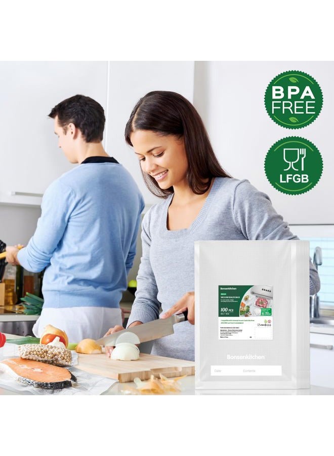 Bonsenkitchen Food Vacuum Sealer Bags 8" x 11.5", BPA Free, Commercial Grade Textured Vacuum Sealer Bag, Thick Embossed Bags for Food Storage and Sous Vide Cooking - Image 2