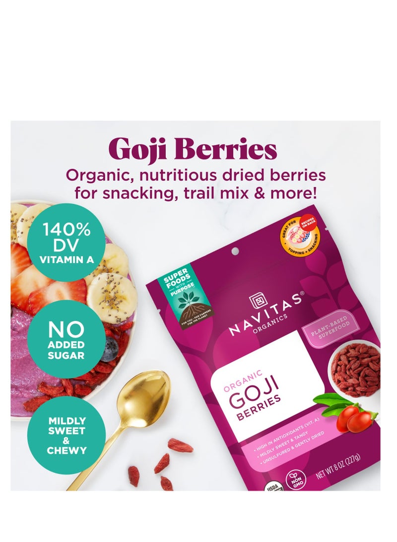 Navitas Organics Goji Berries For Smoothies, Trail Mix, Baked Goods, Oatmeal More 8oz. Bag, 8 Servings - Image 3