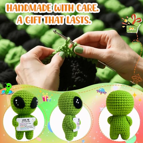 MAMAGIFTREE 40th Birthday Milestone Keepsake – Handmade Crochet Alien Keepsake Doll with Funny Bday Message – Unique 40 Years Old Gift for Him Her Friend or Family - Image 5
