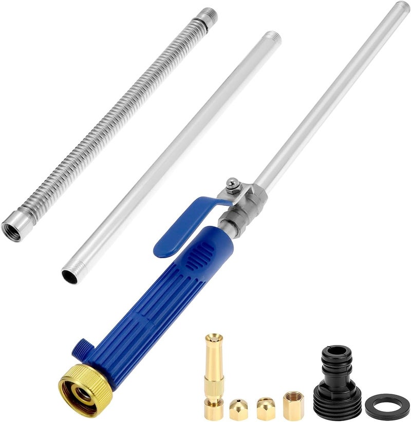 QWORK High Pressure Power Washer Wand with Nozzles, 39 Inch Extendable Hydro Jet Washer Lance Flexible Hose Sprayer for Car Wash Garden Cleaning Gutter Windows and Pets - Image 1