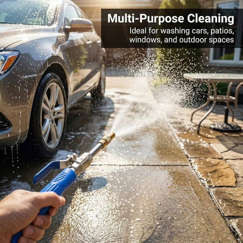 QWORK High Pressure Power Washer Wand with Nozzles, 39 Inch Extendable Hydro Jet Washer Lance Flexible Hose Sprayer for Car Wash Garden Cleaning Gutter Windows and Pets - Image 2