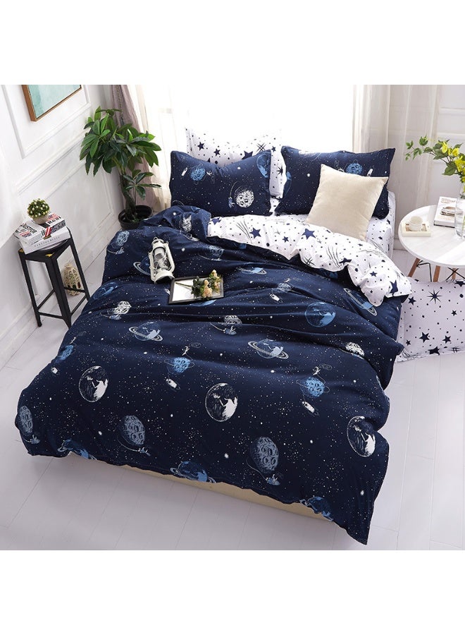 Starry Sky Space Astronaut 4 Pcs Bedding Set King Size 220×240cm, Soft Microfiber Bed Linen, Duvet Cover + Flat Sheet + 2 Pillowcases, Space Planet Print Bedroom Decor, Washable Comfort Bed Set For Adults Teens Boys - Image 1