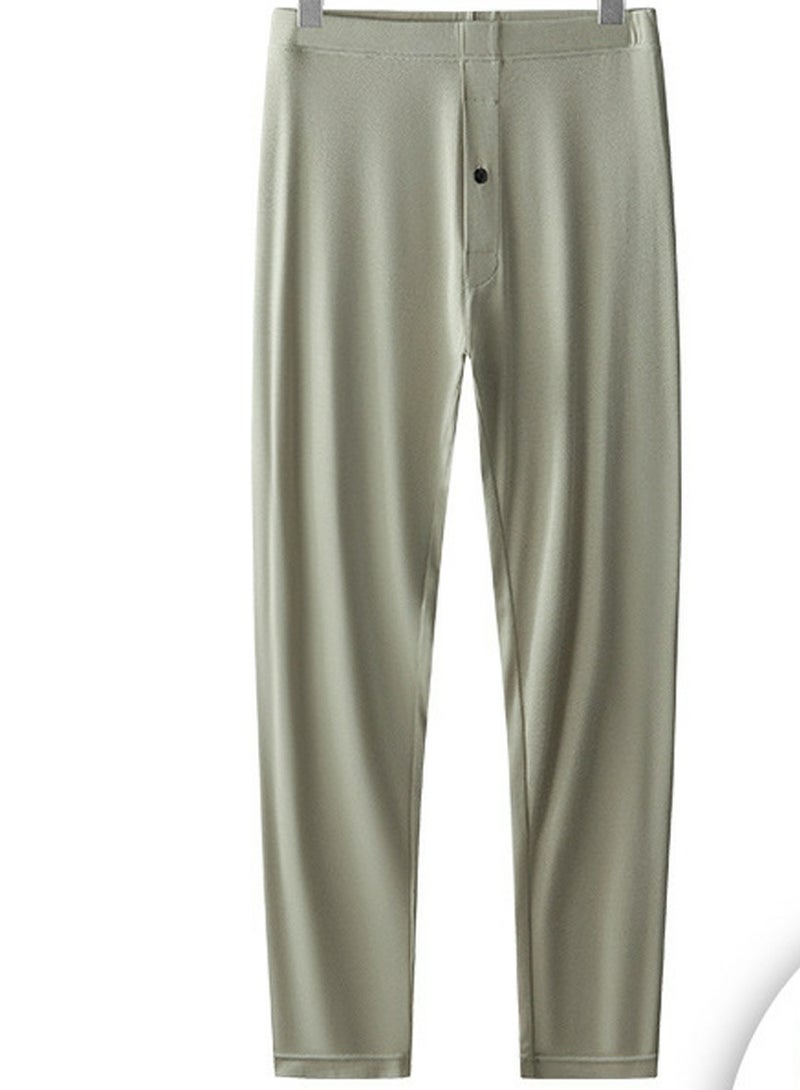 Loquat Men's Solid Color Tights Leggings Underwear Thermal Pants Long Johns Bottoms Wintergear Modal Warm Base Layer Bottoms Olive Green 
