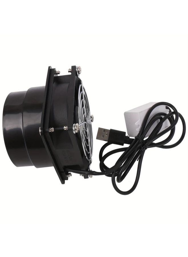 Mini Range Hood Fan 5V USB Powered Adjustable Speed Black Metal Kitchen Bathroom - Image 3