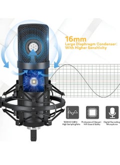 Maono AUA04 Professional Podcaster USB Microphone 192KHZ/24Bit Plug & Play PC Computer Podcast Condenser Cardioid Metal Mic Kit Black  - Image 4