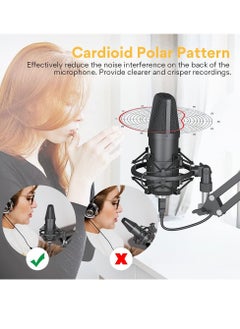 Maono AUA04 Professional Podcaster USB Microphone 192KHZ/24Bit Plug & Play PC Computer Podcast Condenser Cardioid Metal Mic Kit Black  - Image 3