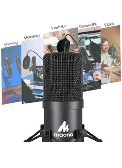 Maono AUA04 Professional Podcaster USB Microphone 192KHZ/24Bit Plug & Play PC Computer Podcast Condenser Cardioid Metal Mic Kit Black  - Image 2