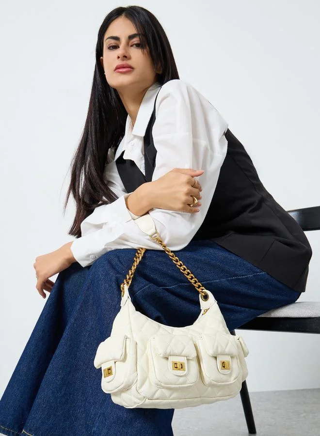 ستايلي Multi Pockets Handbag with Chain Strap