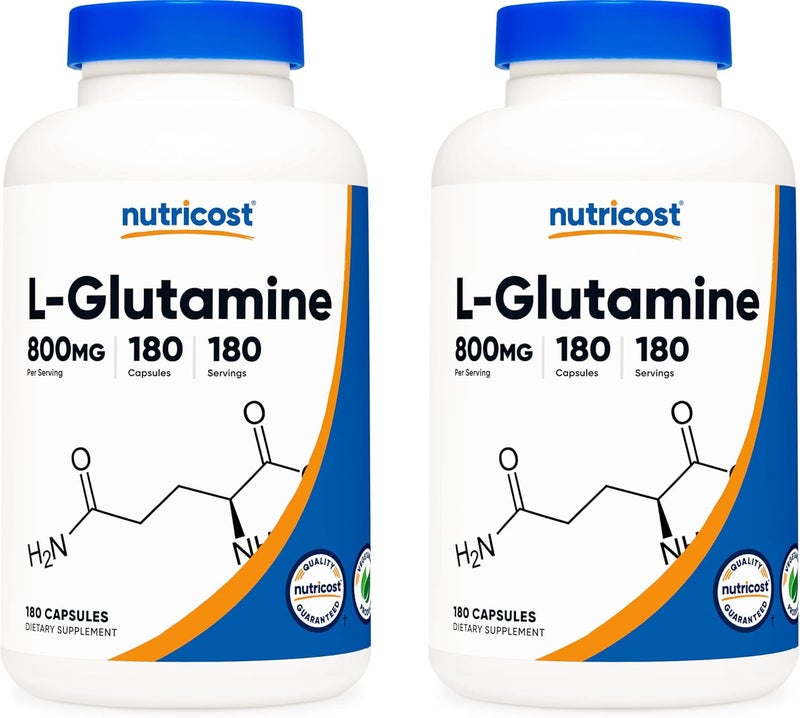 Nutricost LGlutamine 800mg 180 Capsules 2 Bottles - Image 1