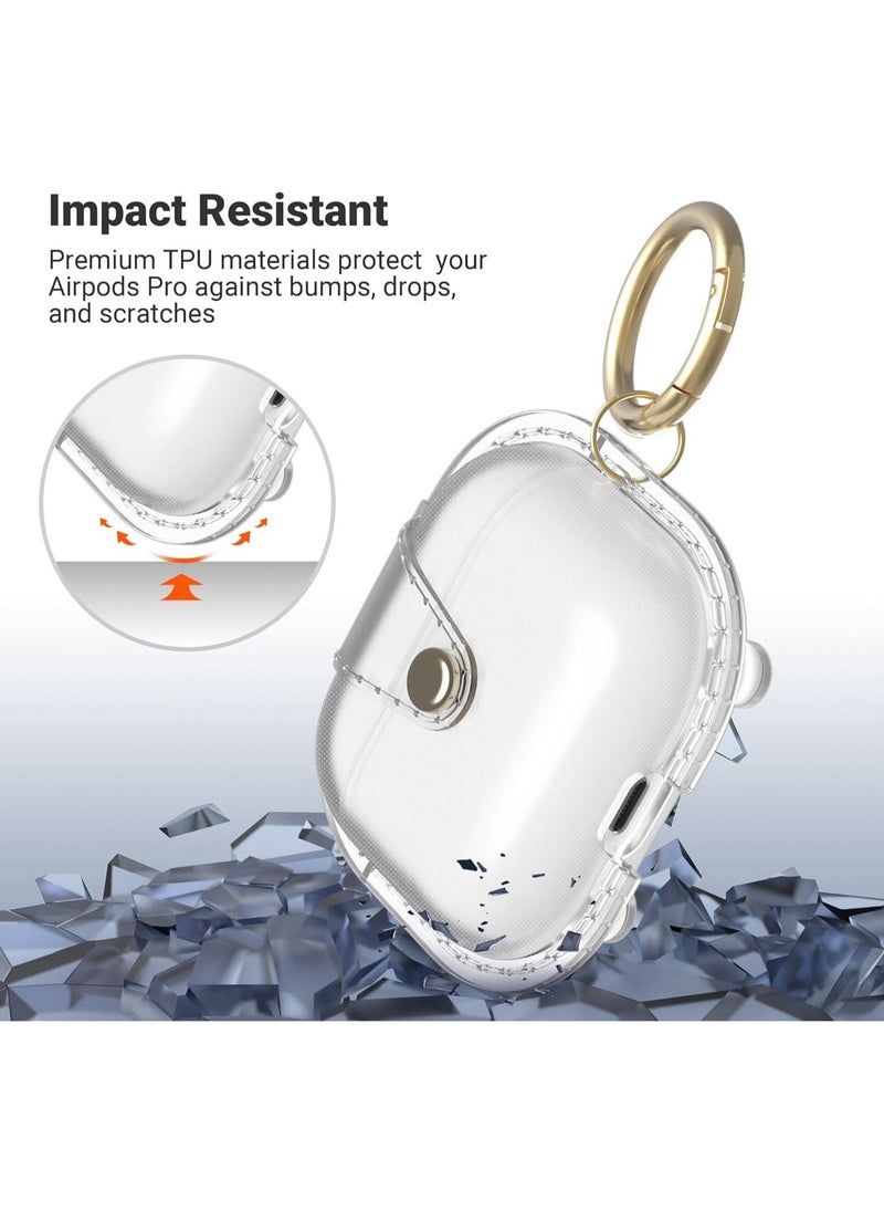 AirPods 3 Case Cover Soft Protective Cover with Keychain Built-in Magnets for MagSafe Charging Soft TPU Metal Snap Closure Portable Cover with Keychain for AirPods 3rd Generation 2021