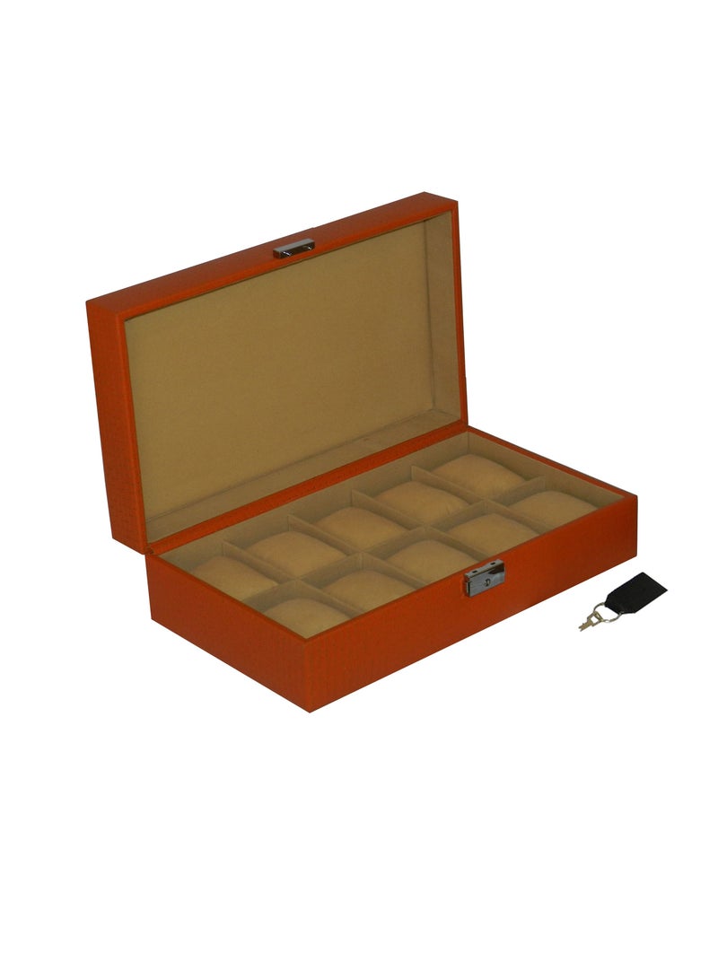 LAVERI LEATHER Laveri Watch Box for Men Women (10 Slots), Premium  Leather Watch Case  Organizer with Lock, Removable Pillow - Image 4