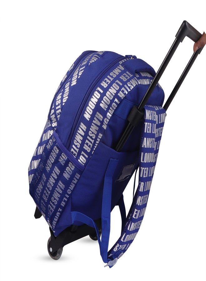 HAMSTER London Insider Trolley Bag 16 Inch School Bag with Wheels & Pull Handle for Kids Large Capacity Backpack Trolley Combo Lightweight Durable (Blue) - Image 4