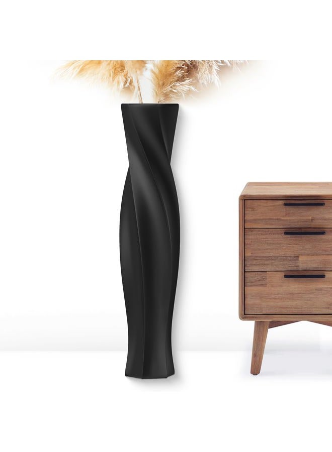 Rocendlor Tall Vases - 23.6" Tall Floor Vase for Home Decor, Resin Floor Vases, Black Hexagon Twist Floor Vase, Fits Into Hay/Pampas Grass, Living Room, Office, Wedding Decor (Black) - Image 1