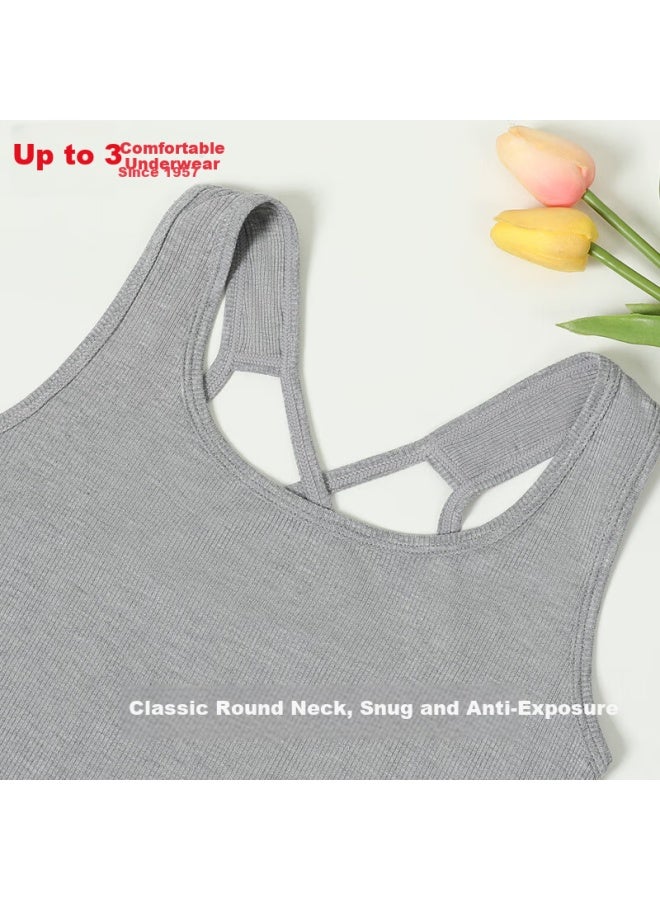 Hodo Women's Modal Cross Back Wide Strap Side Coverage Short Vest Light Heather Gray XL 175/100 - Image 3