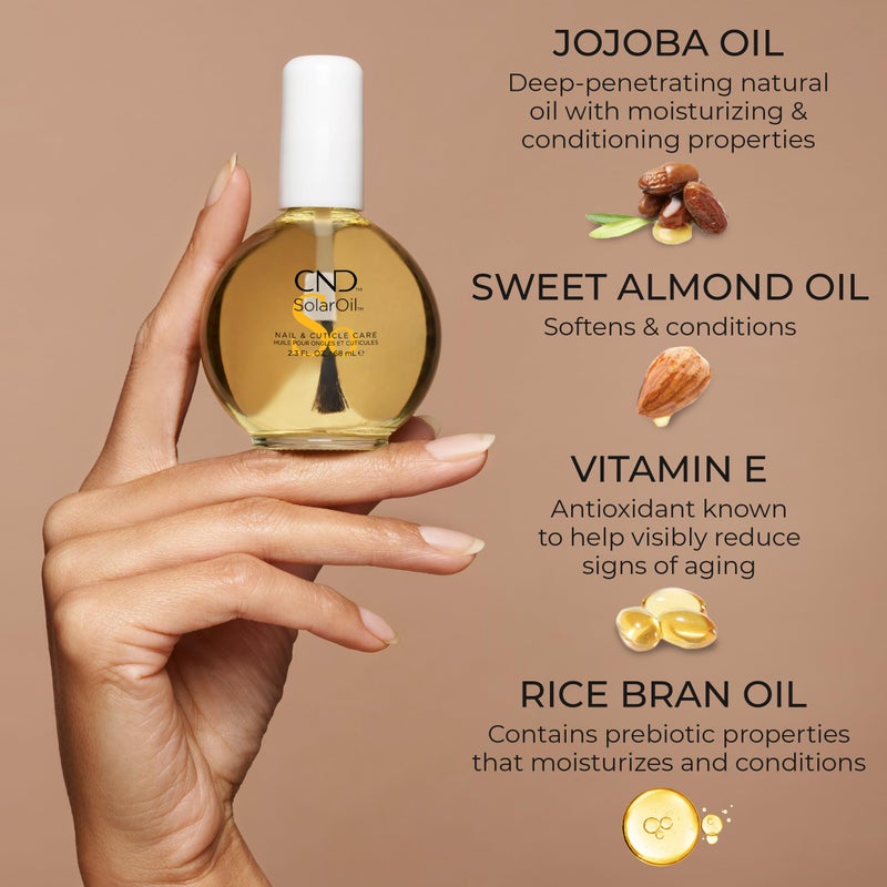 CND SolarOil Cuticle Oil, Natural Blend Of Jojoba, Vitamin E, Rice Bran and Sweet Almond Oils, Moisturizes and Conditions Skin, Pack Of 1, 2.3 oz. - Image 4
