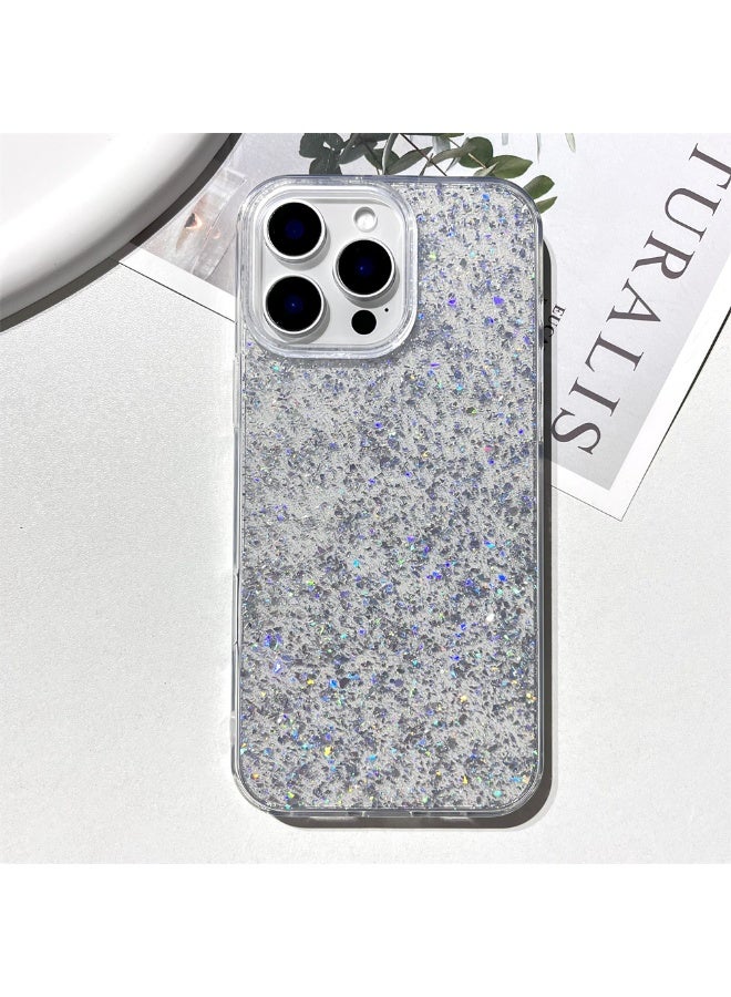 NIBEMINENT Silver Foil Fine Flash Protective TPU Case Cover For iPhone 16 Plus Clear - Image 1