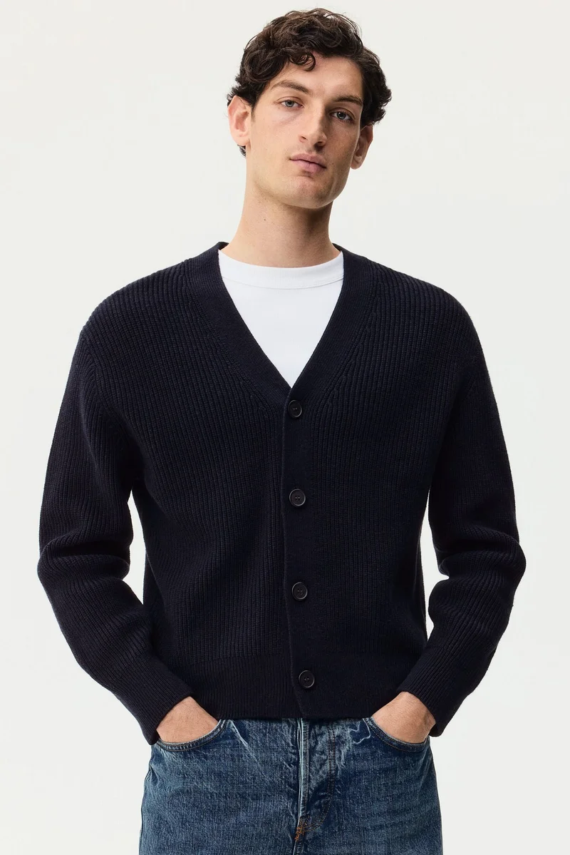 Relaxed Fit Rib-knit cardigan