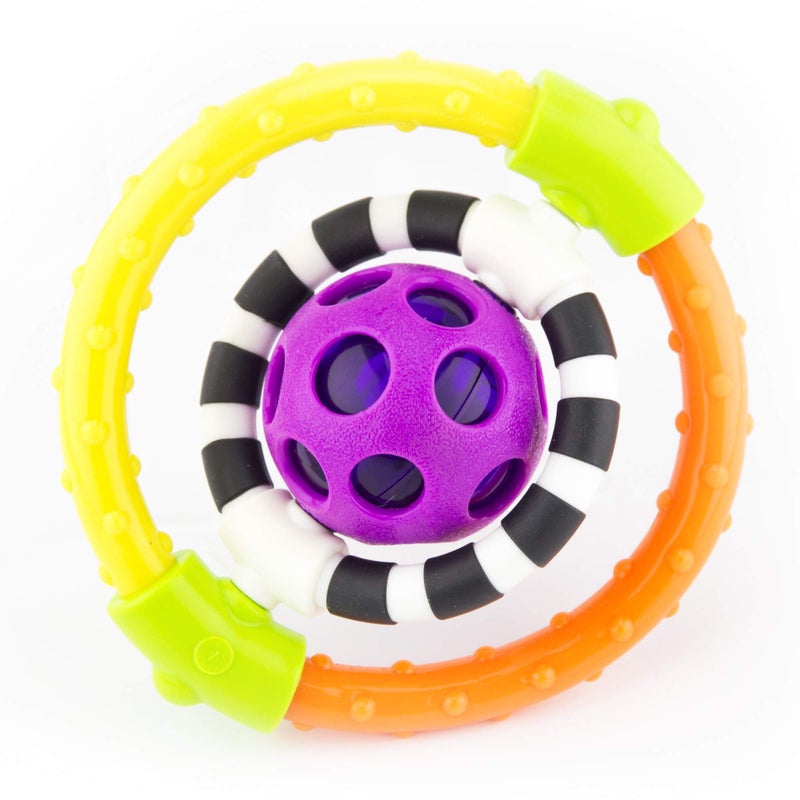 Sassy Spin and Chew Flex Ring Rattle with Dual Action Spinners, for Ages 0+ Months - Image 1