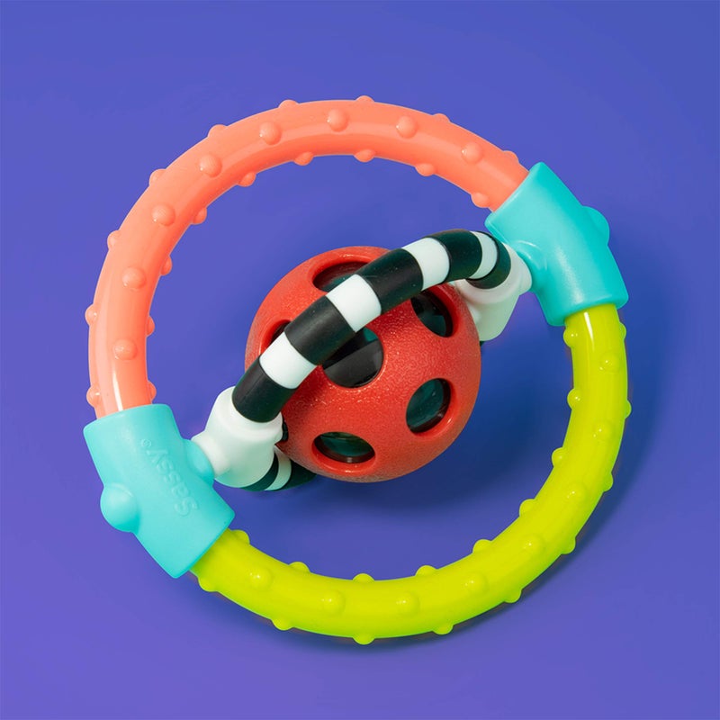 Sassy Spin and Chew Flex Ring Rattle with Dual Action Spinners, for Ages 0+ Months - Image 5