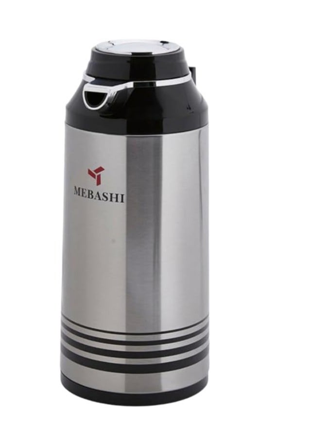 MEBASHI 1.3L Stainless Steel Vacuum Flask with Pump Action and Push-Button Lock(ME-STG1300S) - Image 2