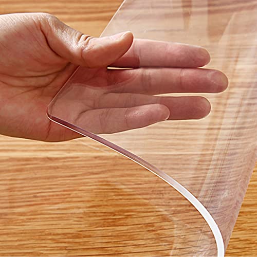 Nietaesat Large Square Clear Table Protector Vinyl Plastic Tablecloth Liner Cover Desk Blotter Mat Wipeable Easy Clean Protective Pad PVC Furniture Coffee Garden Dining Conference Tabletop Heat Resistant 60x60 
