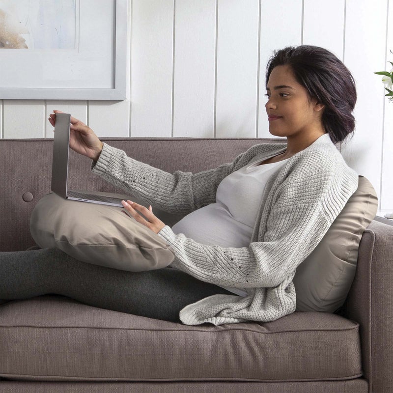 Boppy Total Body Pregnancy Pillow with Organic Cotton, Easy-on Removable Cover in Biscuit for Full-Body Support, Body Pillow for Pregnancy and Postpartum Positioning - Image 4