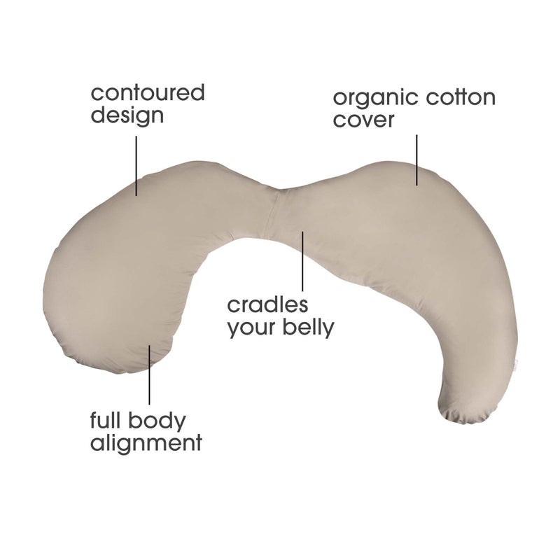 Boppy Total Body Pregnancy Pillow with Organic Cotton, Easy-on Removable Cover in Biscuit for Full-Body Support, Body Pillow for Pregnancy and Postpartum Positioning - Image 2