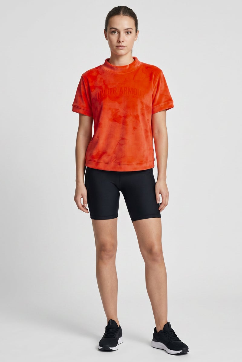UNDER ARMOUR Women Fitted Short Sleeve Training T-Shirt, Dark Orange - Image 3
