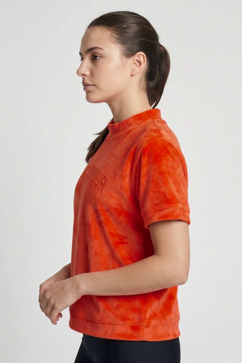 UNDER ARMOUR Women Fitted Short Sleeve Training T-Shirt, Dark Orange - Image 2