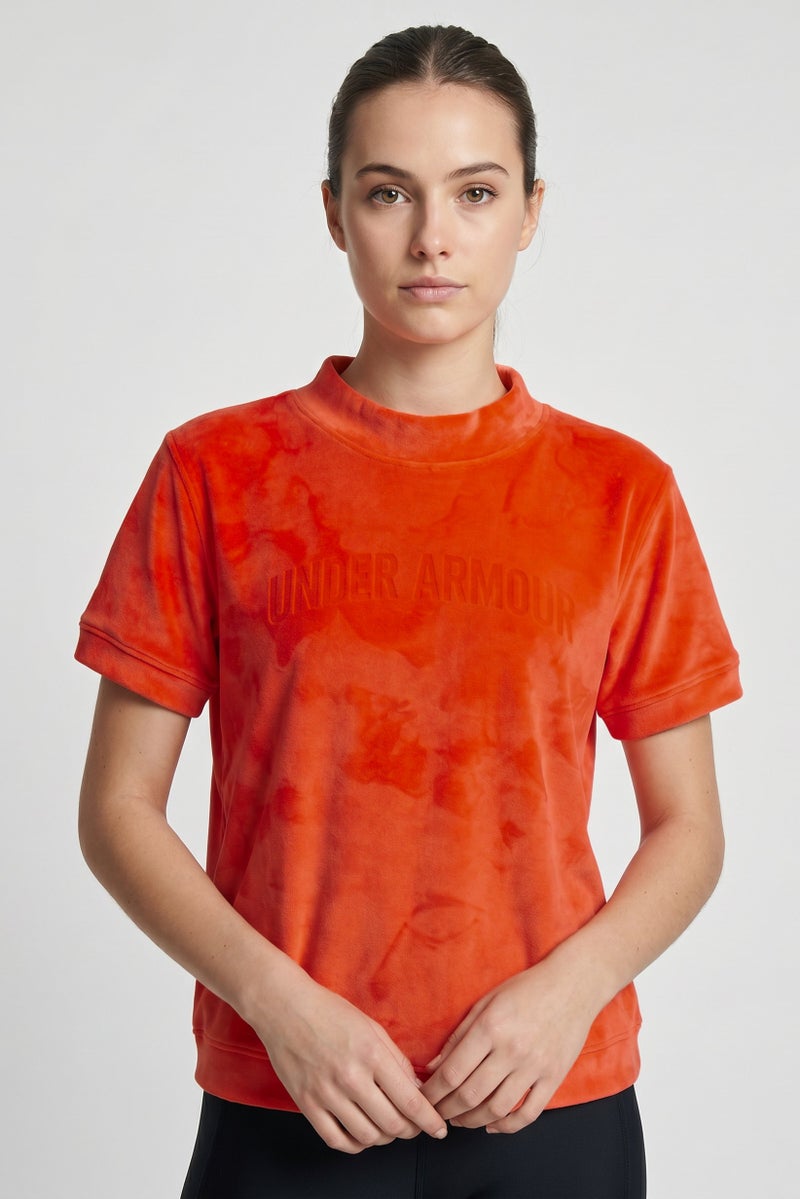 UNDER ARMOUR Women Fitted Short Sleeve Training T-Shirt, Dark Orange - Image 1