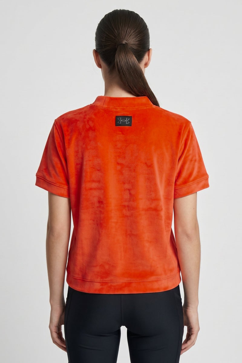 UNDER ARMOUR Women Fitted Short Sleeve Training T-Shirt, Dark Orange - Image 4