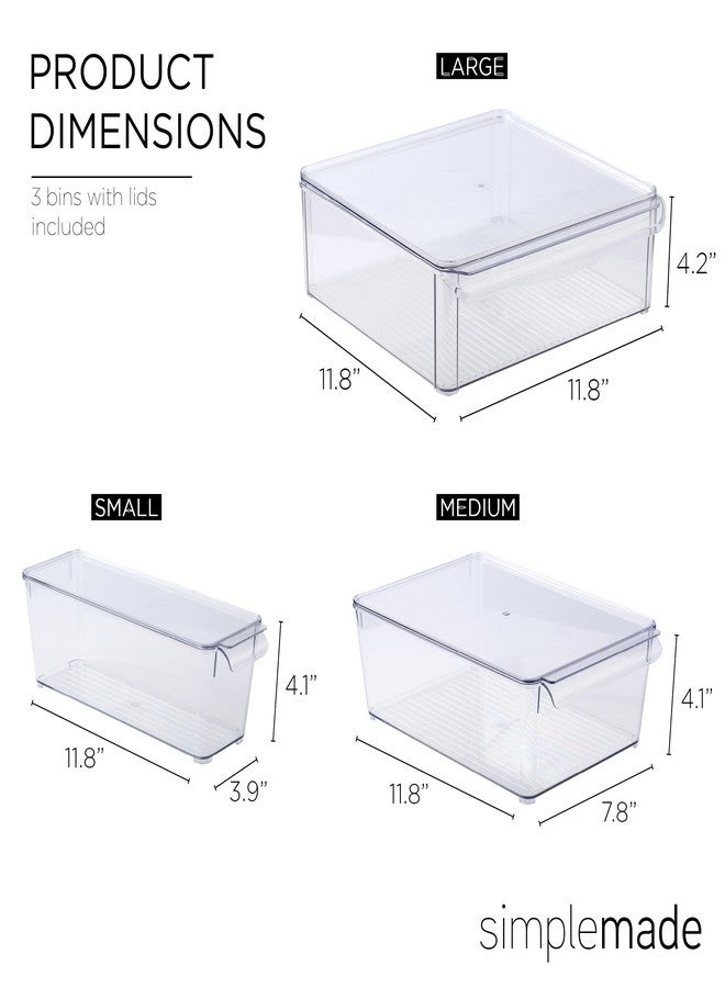 SIMPLEMADE Clear Refrigerator Organizer Bins - Clear Bins for Fridge, Containers for Fridge and Freezer, Multipurpose Storage for Kitchen, Office, Bathroom, Pack of 3 (Design 2) - Image 3