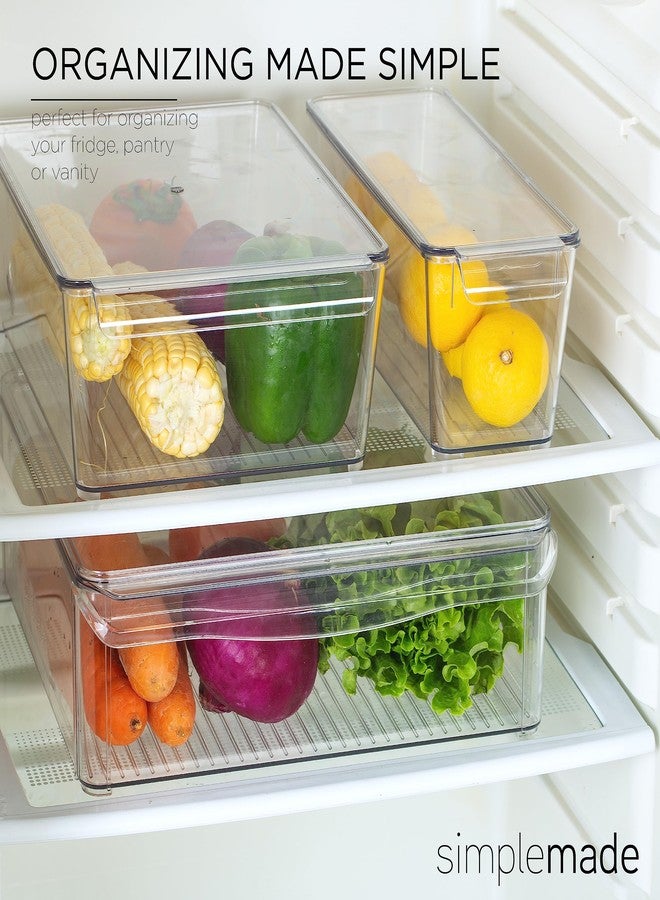 SIMPLEMADE Clear Refrigerator Organizer Bins - Clear Bins for Fridge, Containers for Fridge and Freezer, Multipurpose Storage for Kitchen, Office, Bathroom, Pack of 3 (Design 2) - Image 2