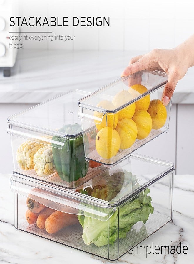 SIMPLEMADE Clear Refrigerator Organizer Bins - Clear Bins for Fridge, Containers for Fridge and Freezer, Multipurpose Storage for Kitchen, Office, Bathroom, Pack of 3 (Design 2) - Image 4